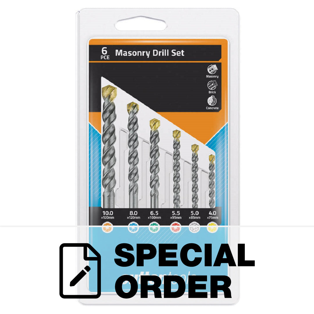 SUTTON MASONRY STANDARD FIXING CONCRETE & STONE DRILL BIT SET 6 PCS 4, 5, 5.5, 6.5, 8, 10MM