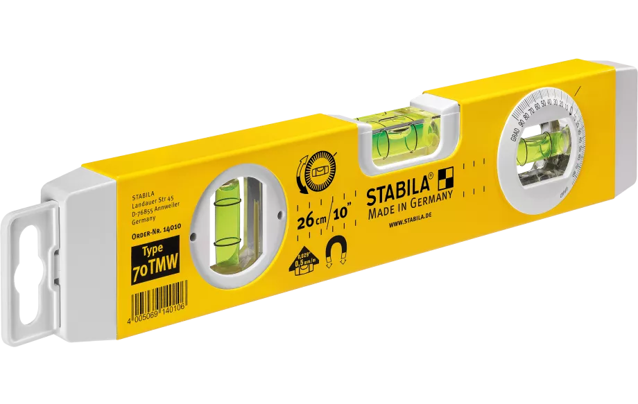 Torpedo Level Lightweight 3 Vial Rotatable Angle 270mm Magnetic Type 70 Tmw