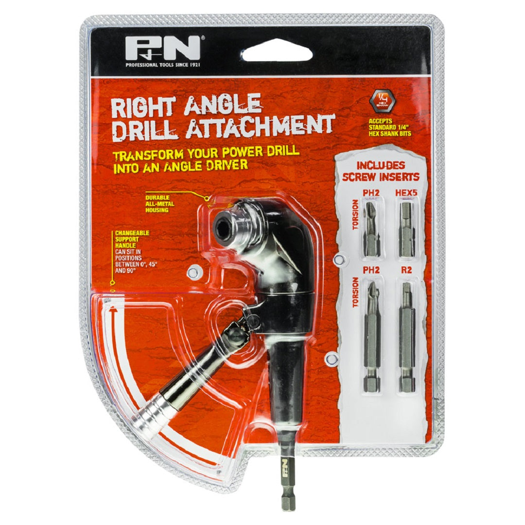 P&N Quickbit Right Angle Drill & Impact Driver Attachment - 1/4in Hex - 5 Piece