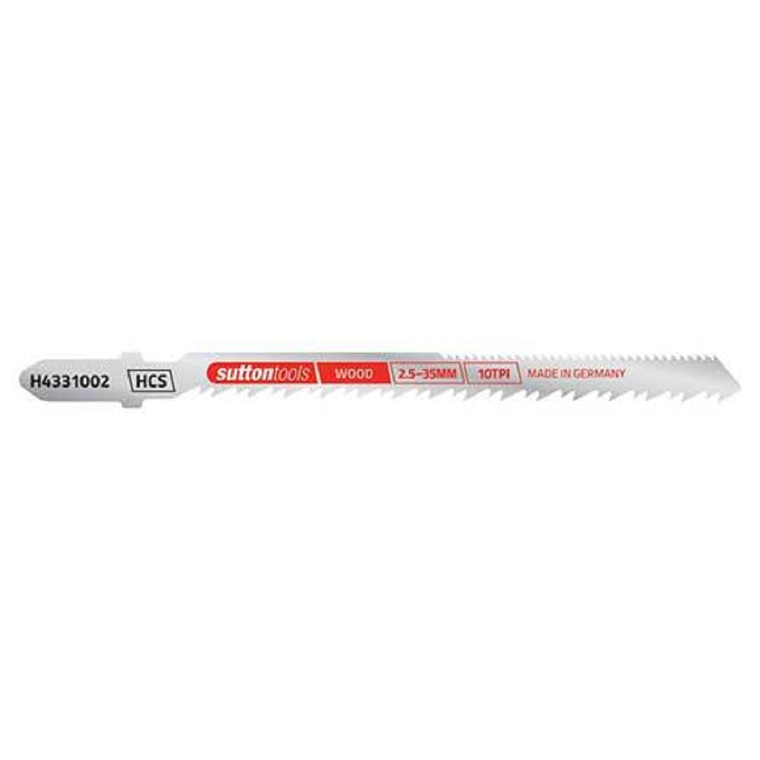 Sutton Jigsaw Blade Euro Shank Wood 2.5-35mm Double Edged Curved Clean Cut 2 Pcs 100mm X 10tpi
