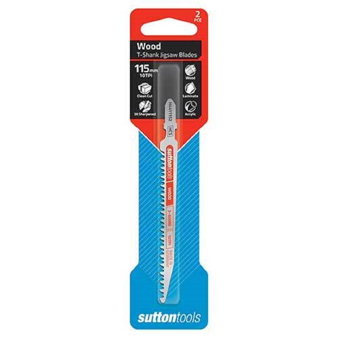 Sutton Jigsaw Blade Euro Shank Wood 3.0-60mm Extra Fine Cut 2 Pcs 115mm X 10tpi