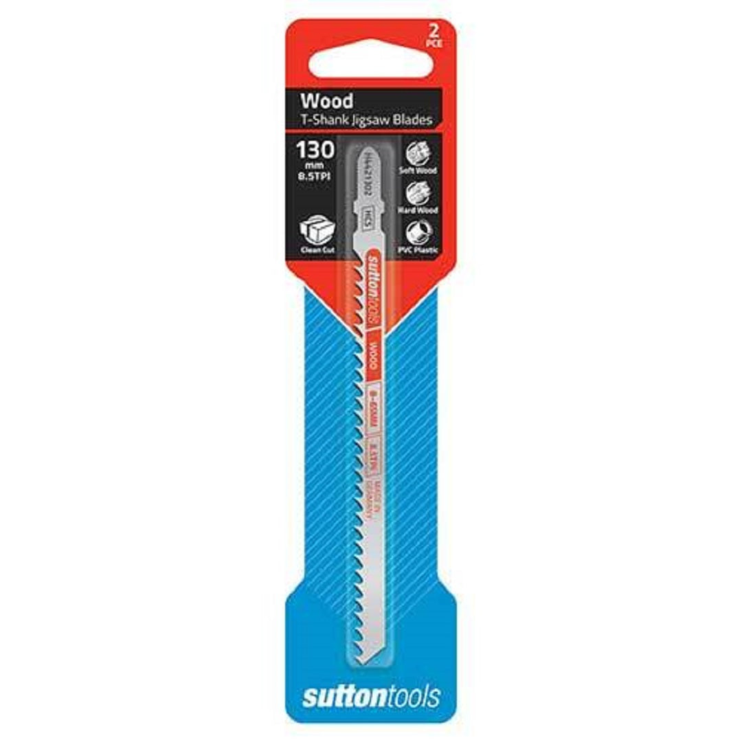 Sutton Jigsaw Blade Euro Shank Wood 8.0-65mm Clean Cut 2 Pcs 130mm X 8.5tpi