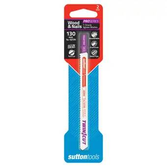Sutton Wood & Nails Twin Cut T-Shank Jigsaw Blade - Cobalt Bi-Metal Hss - 130mm - 14-10 Tpi - 2 Pack