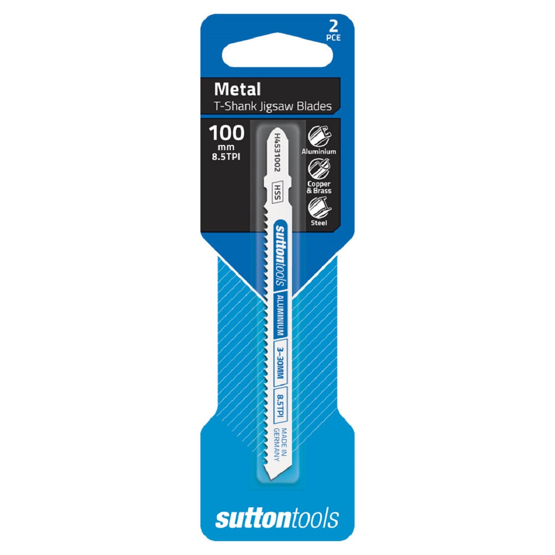 Sutton Aluminium T-Shank Jigsaw Blade - Hss - 100mm - 8.5 Tpi - 2 Pack