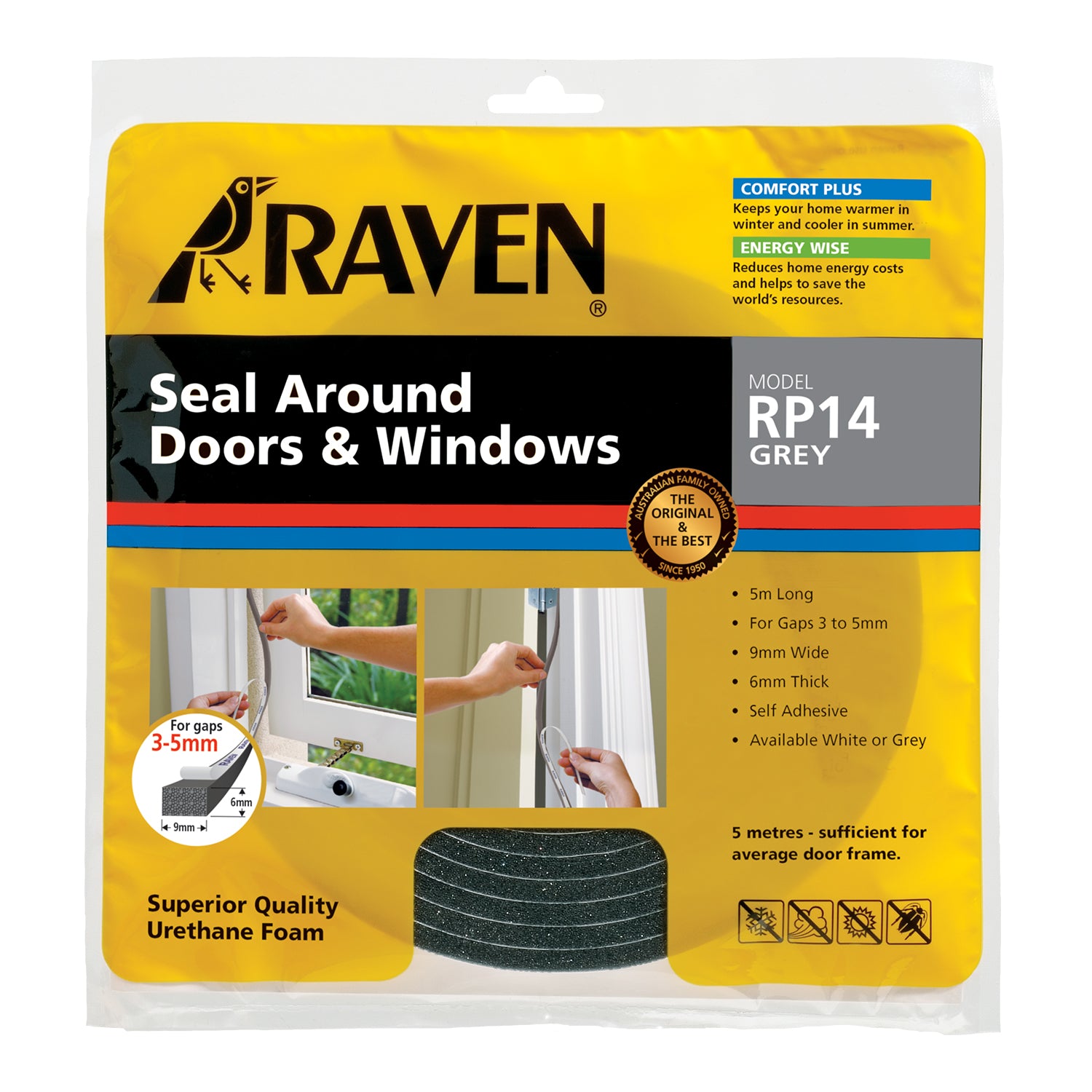 Raven Rp14g Door & Wondow Seal Grey 6mm X 5.0m