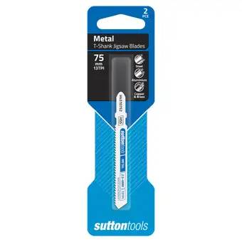Sutton Sheet Metal General Purpose T-Shank Jigsaw Blade - Hss - 75mm - 21 Tpi - 2 Pack