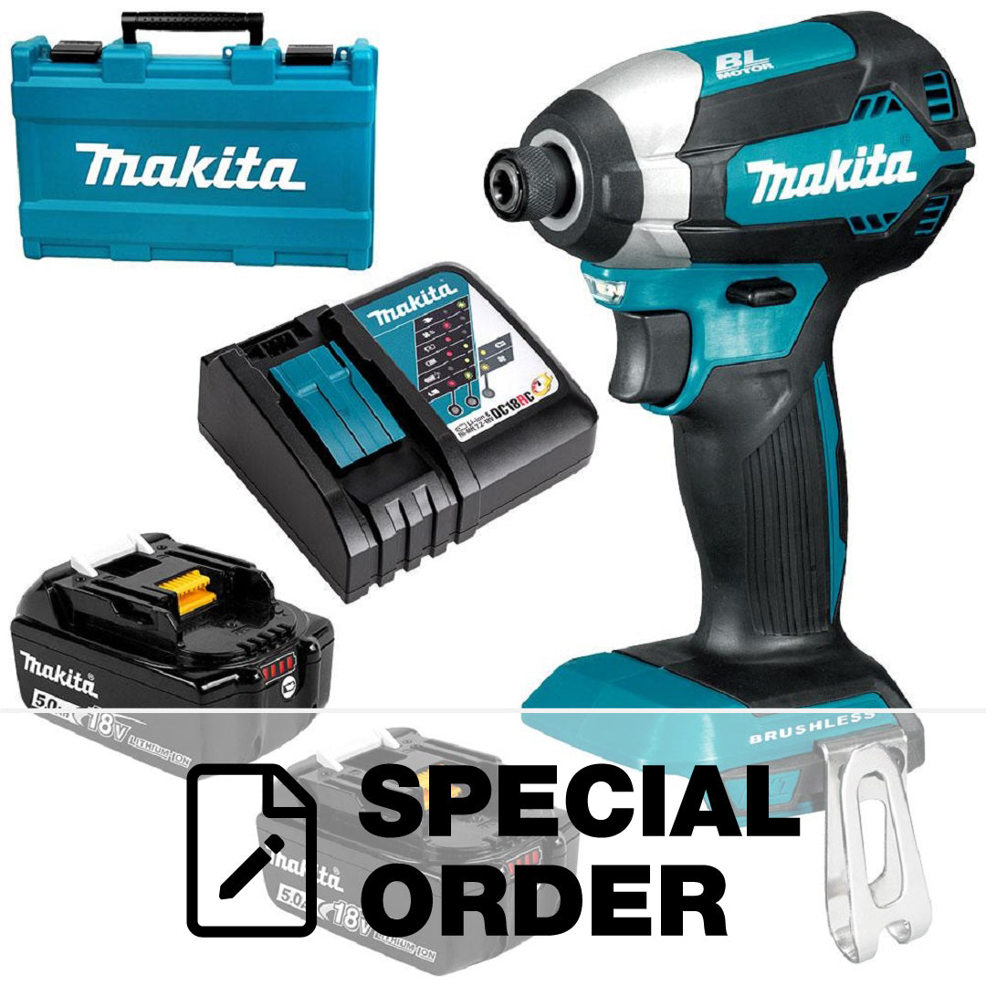 MAKITA IMPACT DRIVER 18V BRUSHLESS 2 X 5.0AH BATTERIES CHARGER +CASE
