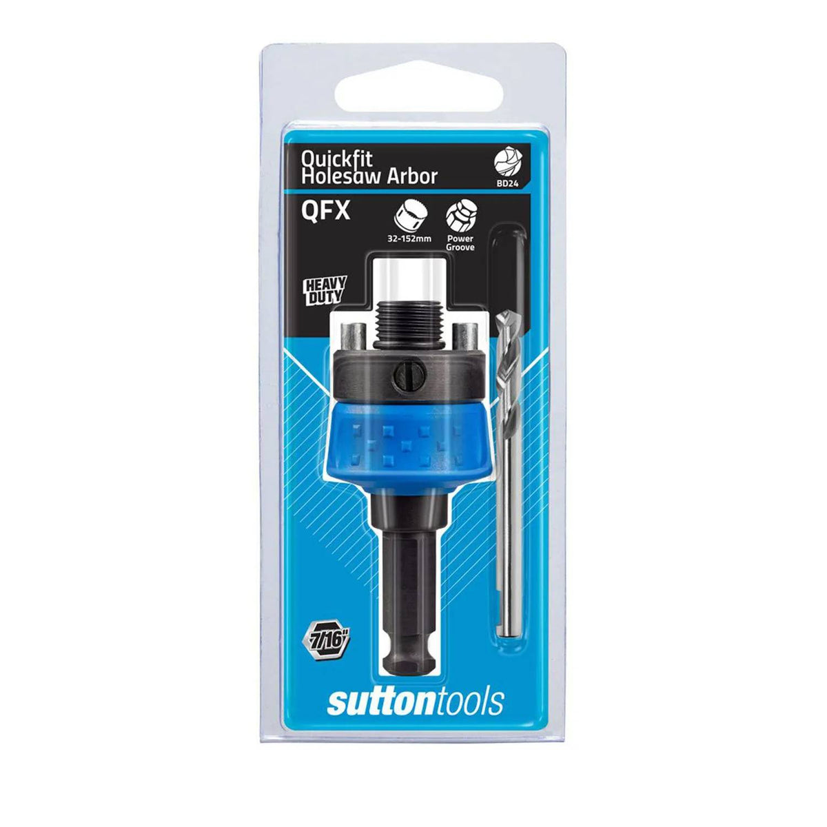 Sutton Qfx2 Quickfit Tandem Holesaw Arbor - 7/16in Shank - Suits 14-152mm Holesaws