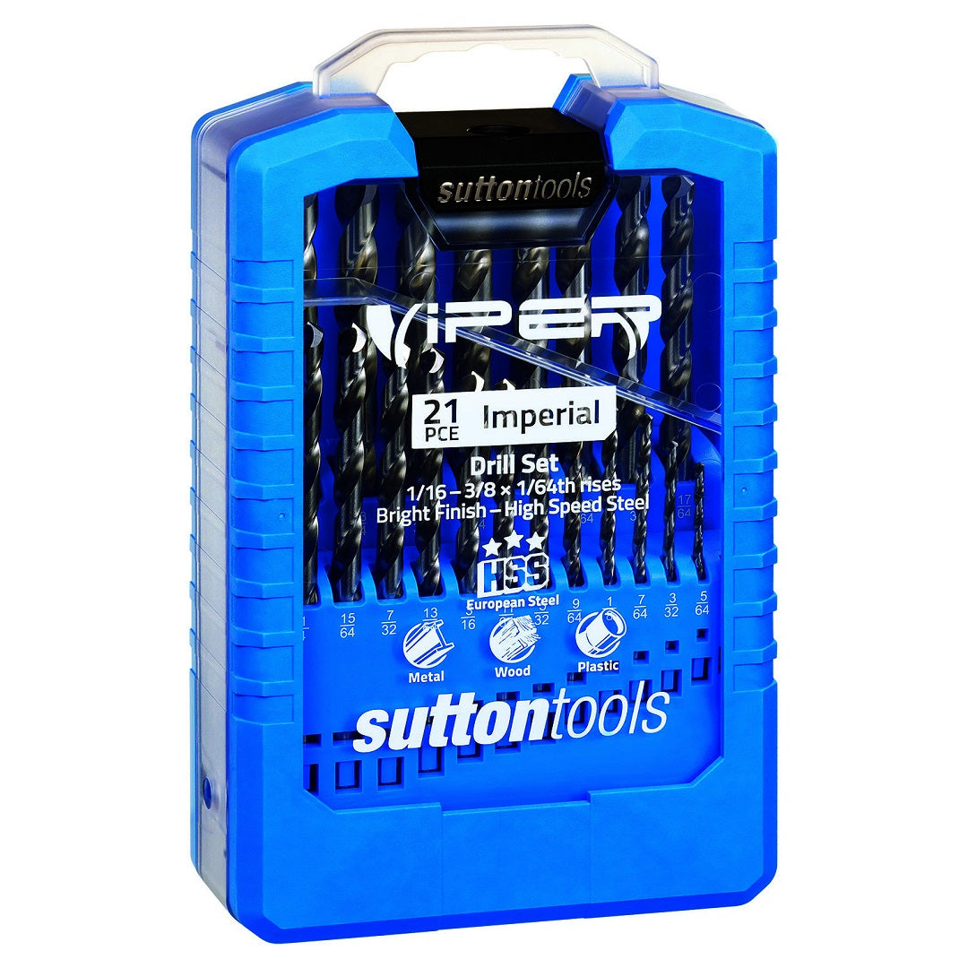 Sutton Viper Jobber Drill Bit Set 21 Pcs 1/16 - 3/8 In 1/64 Increments