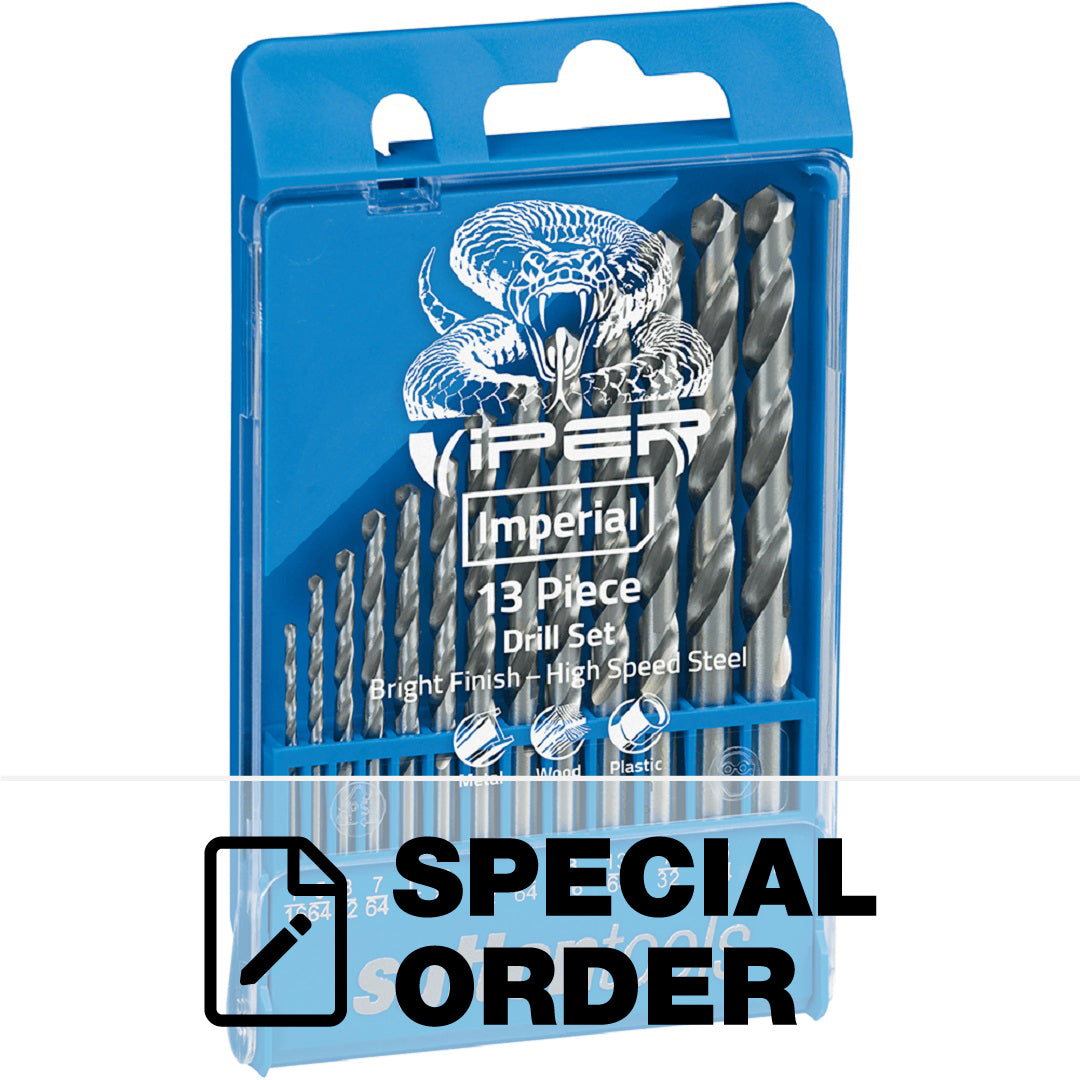 DRILL BIT GENERAL PURPOSE SET D105 118 DEG SPLIT POINT IMPERIAL 13 PIECE HSS JOBBER VIPER SLV13