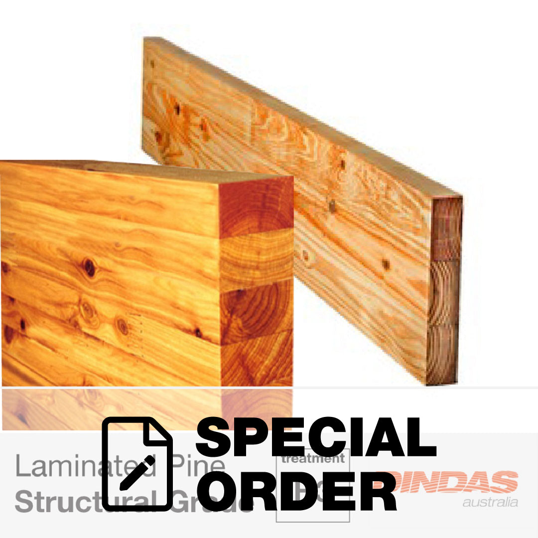 DINDAS PINE BEAM 17C GLULAM H3 TREATED 130 X 65MM LENGTH OVER 7.2