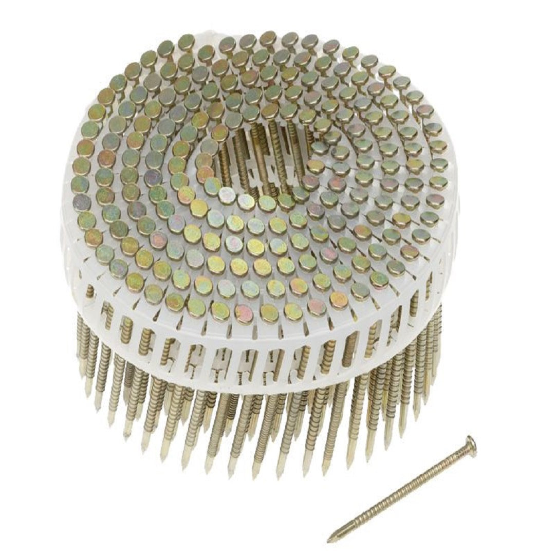 Coil Nail Ring Shank Round Head Diamond Point 15 Deg Plastic Collated