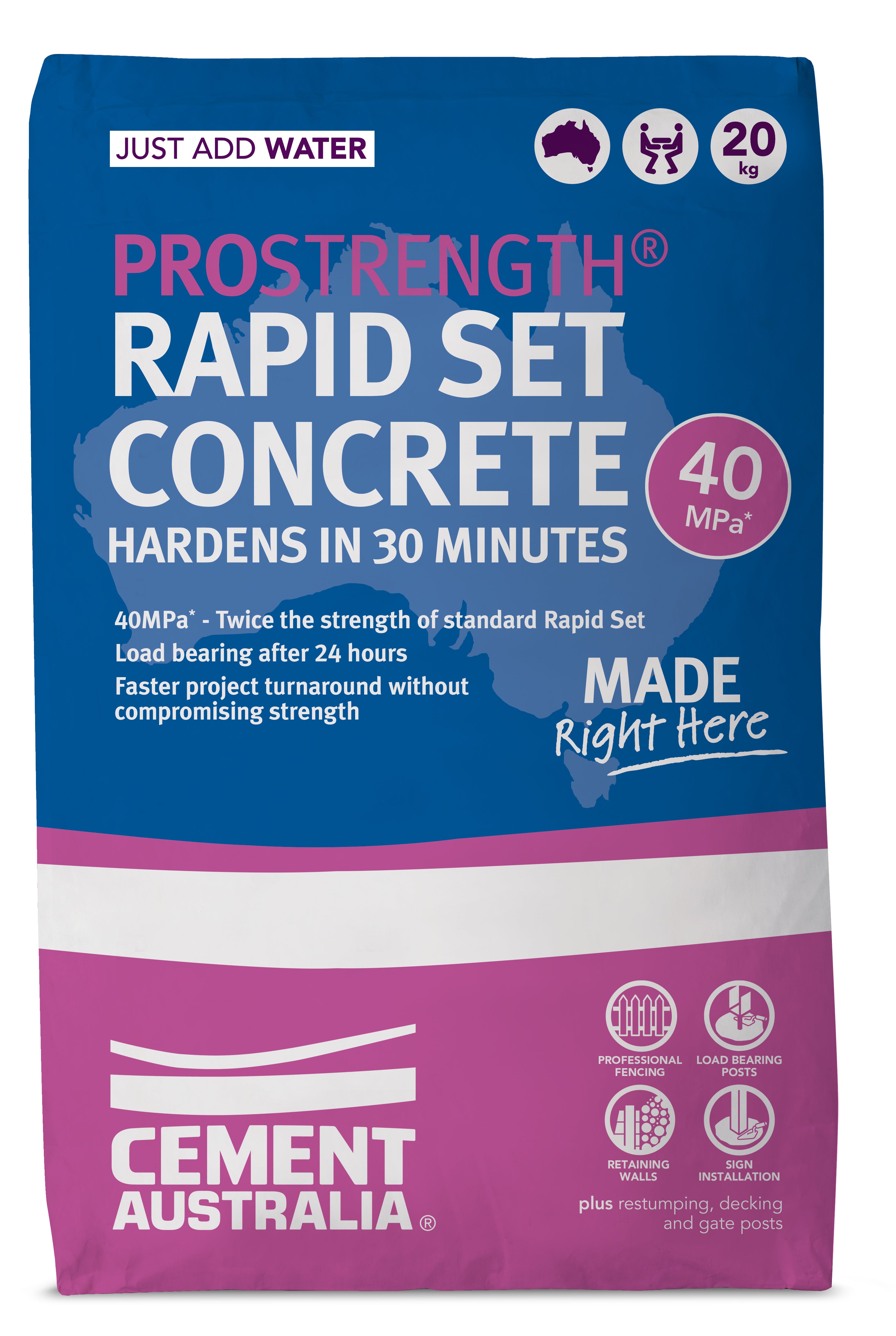 Rapid Set Pro Strength 40mpa Concrete 20kg Bag