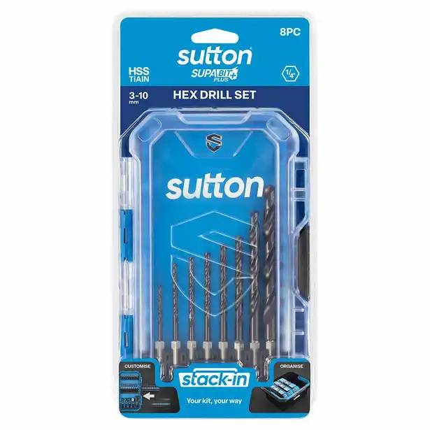 Sutton Supabit Hss-Tialn Hex Shank Drill Bit Set - 3-10mm - 8 Piece
