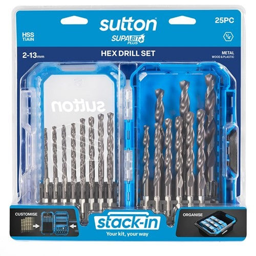 Sutton Supabit Hss-Tialn Hex Shank Drill Bit Set - 2-13mm - 25 Piece