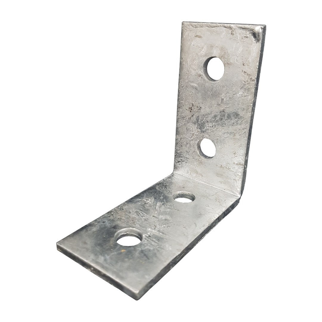 Angle Heavy Duty 5mm 100x100x50mm M12 Bolt Holes (2 Left Hand Flange & 2 Right Hand Flange) Hot Dipped Galvanised