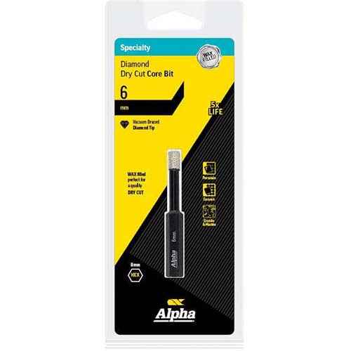 Alpha Wax-Filled Diamond Dry Cut Core Drill Bit