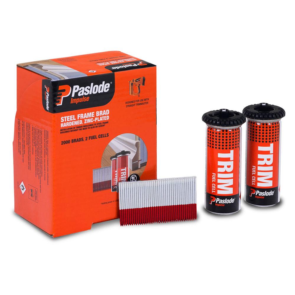 Paslode Impulse Steel Frame Brad & Fuel Pack - Zinc Plated - 1.7 X 38mm - 2000 Nails / 2 Fuel Cells