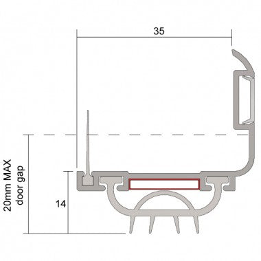 Kilargo Intumescent Fire & Smoke Door Bottom Upgrade Seal - Up To 20mm Gap - Clear Anodised