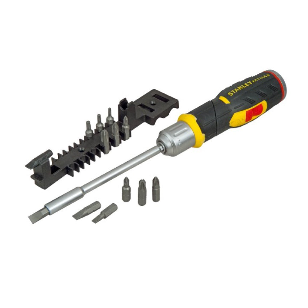 SCREWDRIVER STANLEY FATMAX PISTOL GRIP RACHET WITH 12 BITS