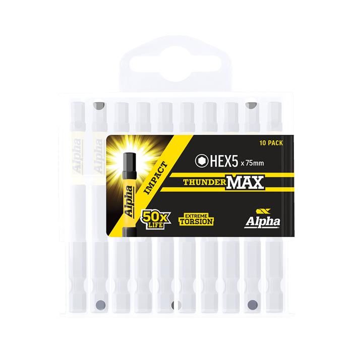 Sheffield Thundermax Hex Impact Power Screwdriver Bits 10 Pack