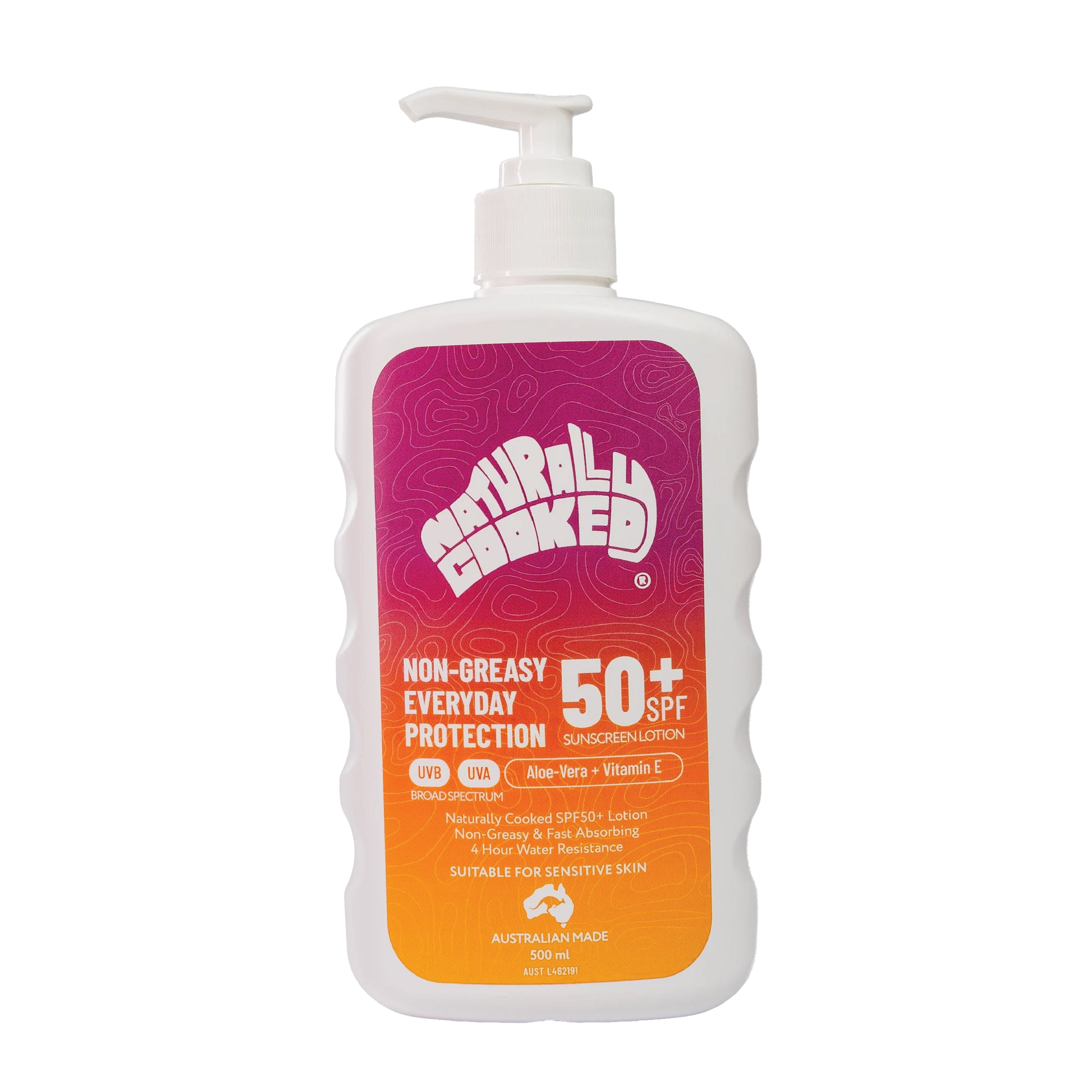 Sunscreen Naturally Cooked Spf50 500ml Pump Bottle