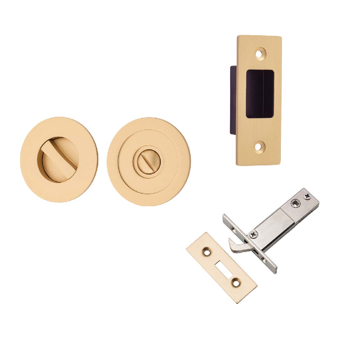 Iver Sliding Door Flush Pull Rnd Privacy Set 60mm