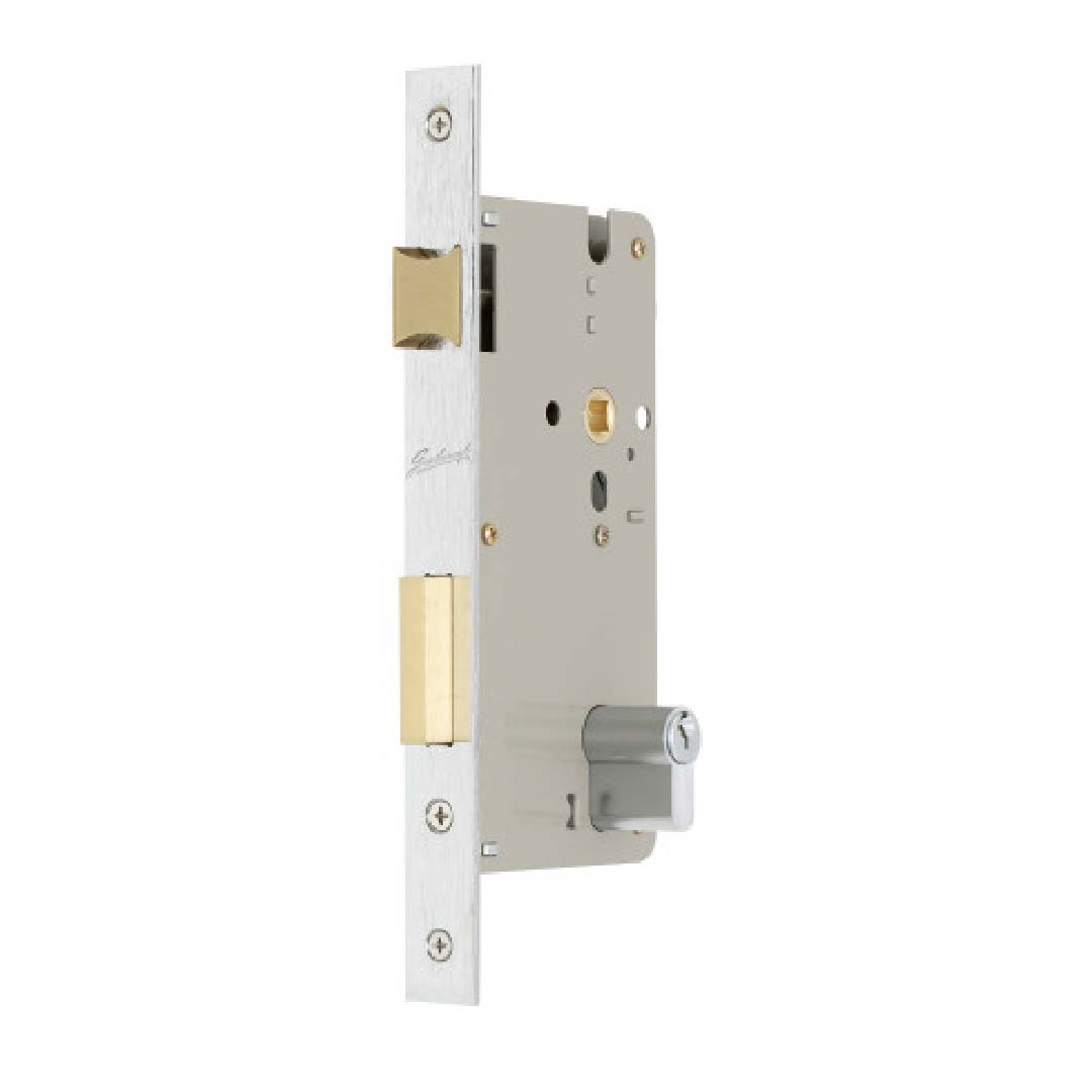 GAINSBOROUGH MORTICE LOCK DOUBLE CYLINDER 60MM LESS CYLINDER SATIN CHROME KEYED 755 SERIES
