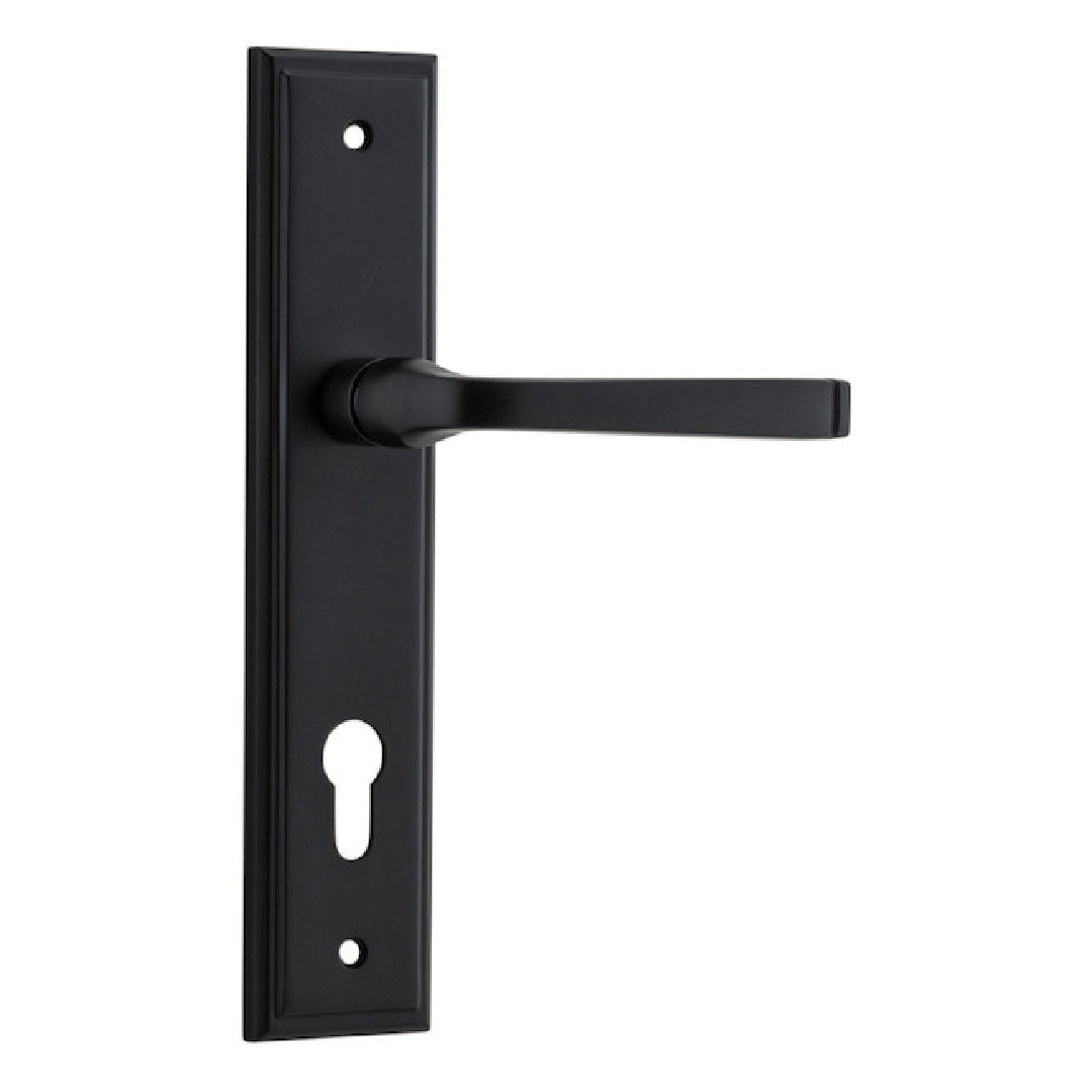 Iver Annecy Entrance Lever Set Stepped Backplate Matt Black