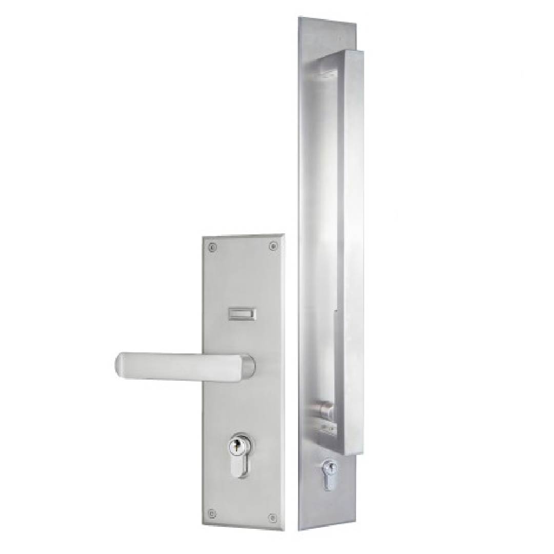 Gainsborough Trilock Omni Allure Entrance Lever Set With 450mm Pull Handle Dbl Cylinder