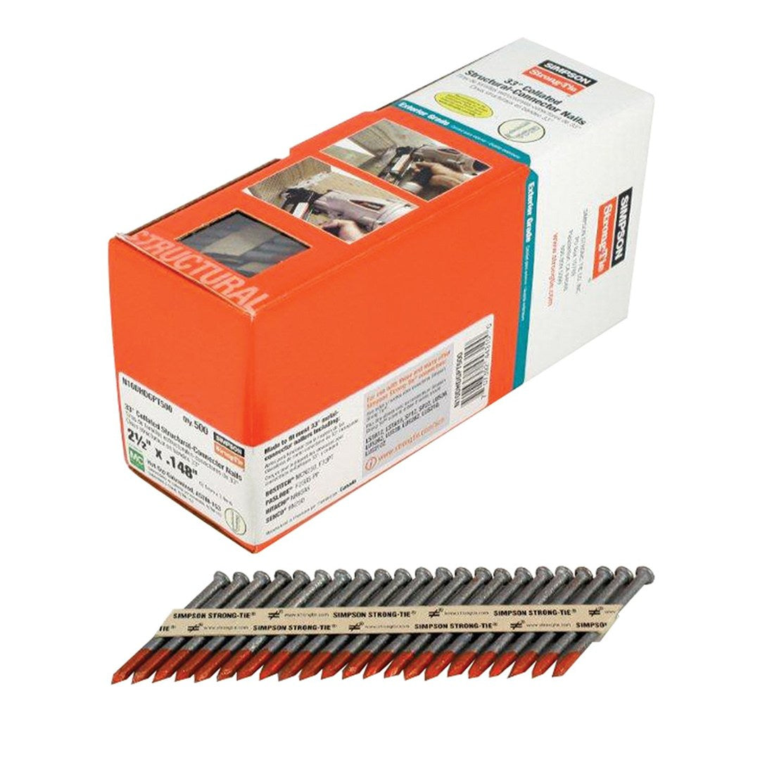 Simpson-Collated Connector Nail Galv 8d(3.32)X38mm (Box Of 500)