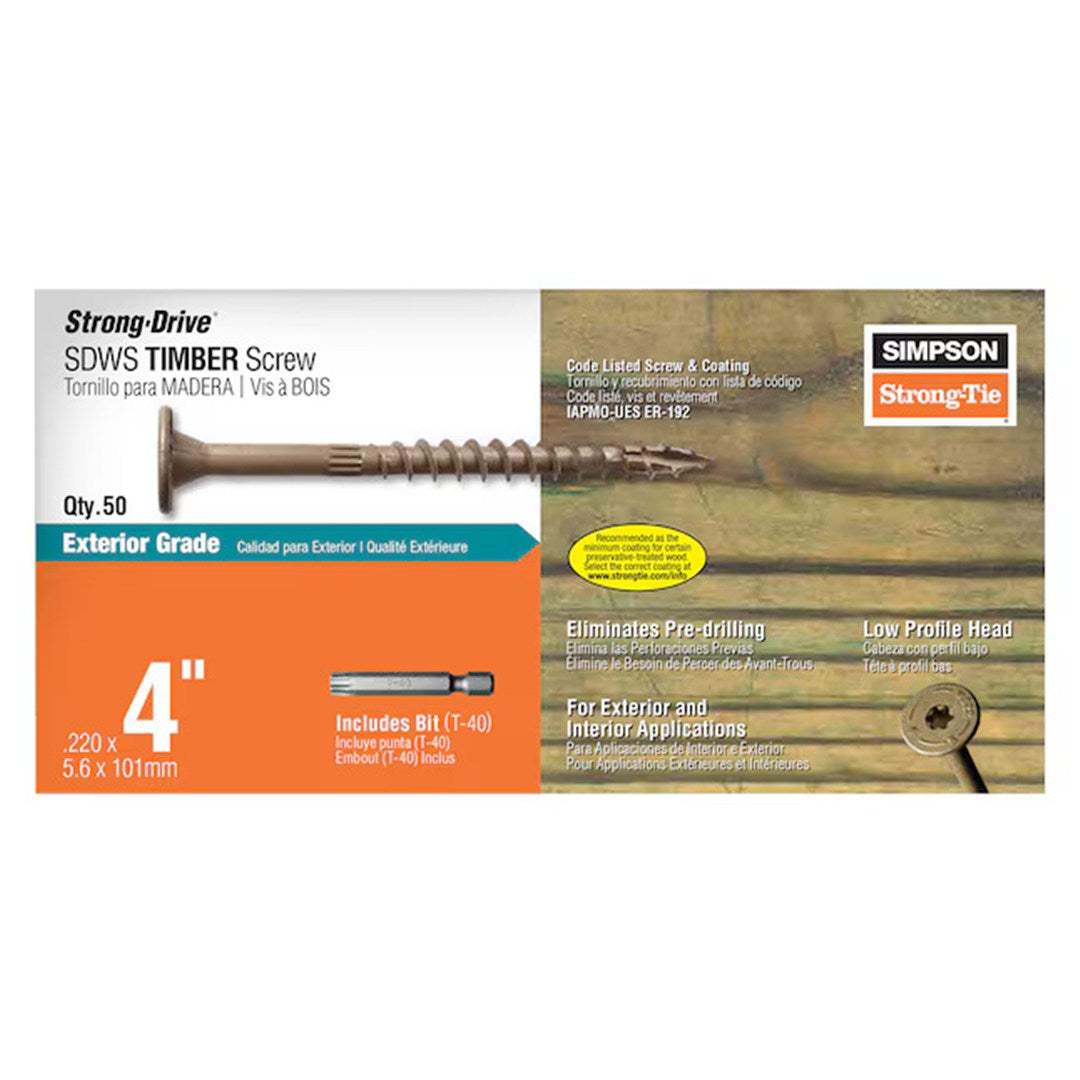 Simpson-Sdws Timber Screw T-40 Double Barrier (Box Of 50)