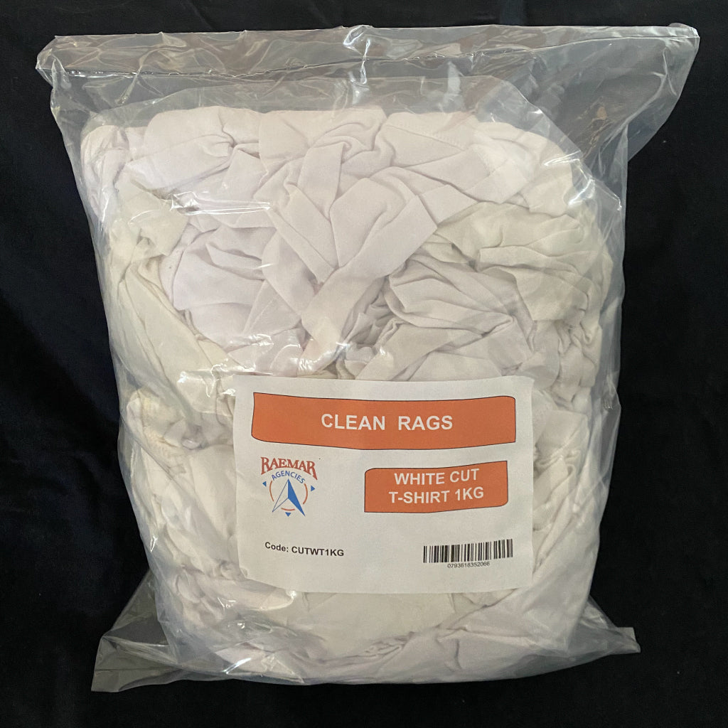 BAG OF RAGS WHITE T-SHIRT CUT 1KG