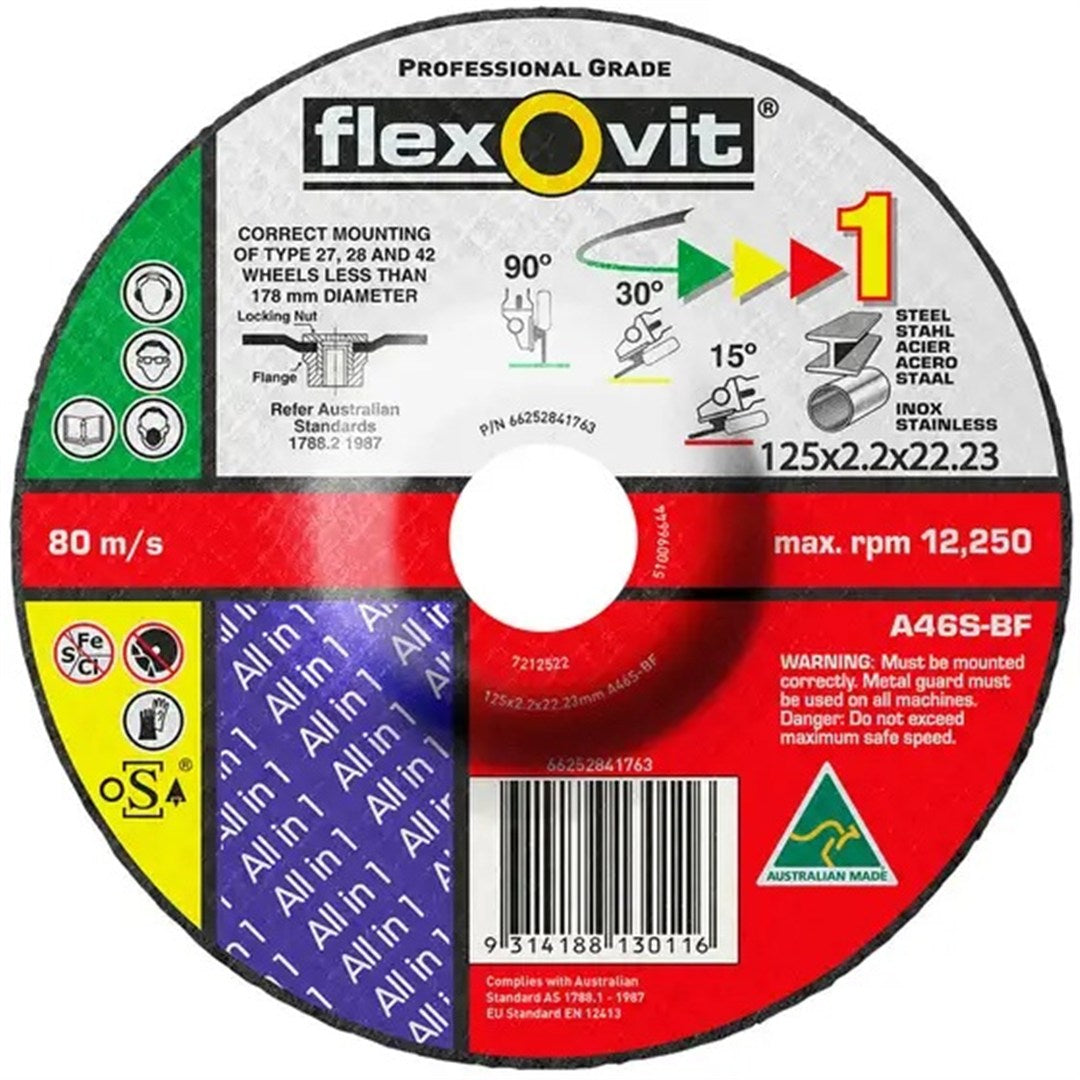 All In One Cutting, Grinding, Polishing Wheel Depressed Centre 125 X 2.0 X 22.23mm