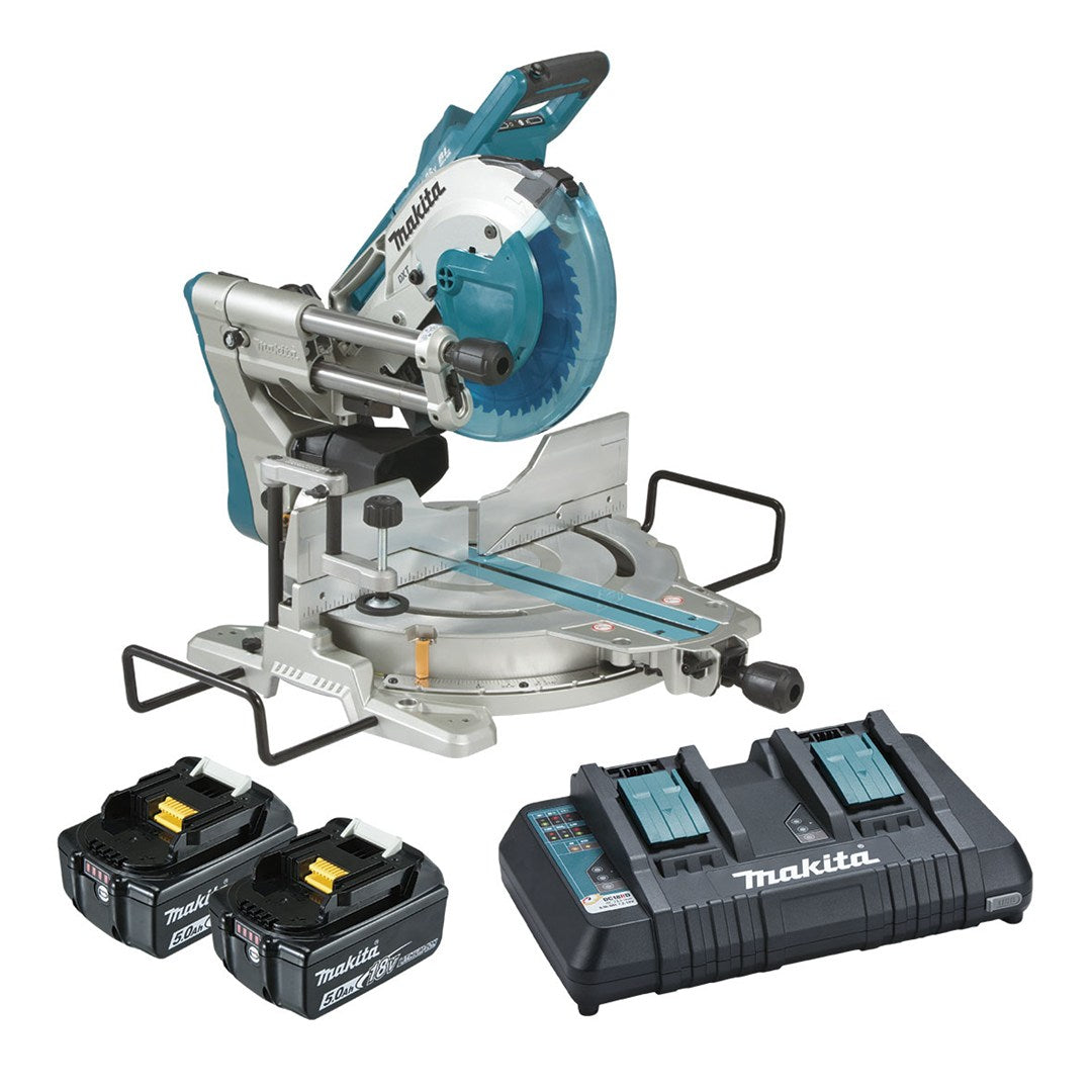 Makita Slide Compound Mitre Saw 18vx2 260mm Brushless Aws 2 X 5.0ah Kit Dls111pt2