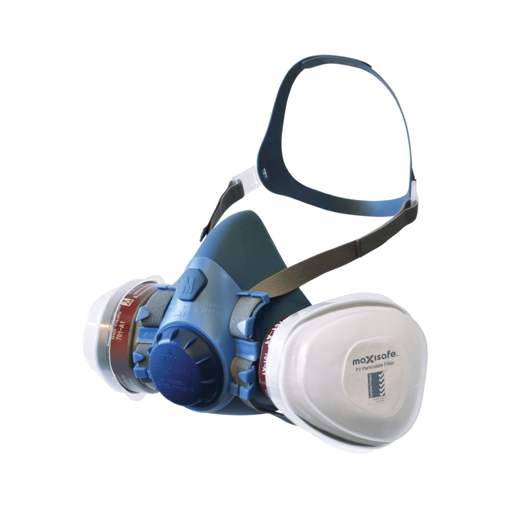 MAXISAFE RESPIRATOR HALF MASK PAINTERS KIT SILICONE WITH A1P2 CARTRIDGES LARGE