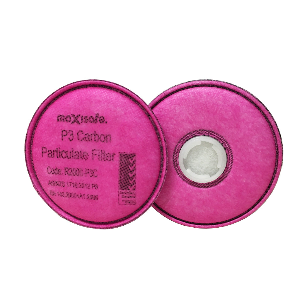MAXISAFE RESPIRATOR FILTER P3 CARBON PARTICULATE PINK 1 PAIR