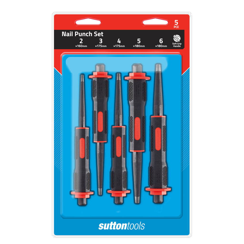 Sutton Nail Punch Soft Grip 5 Pce Set 2-6mm