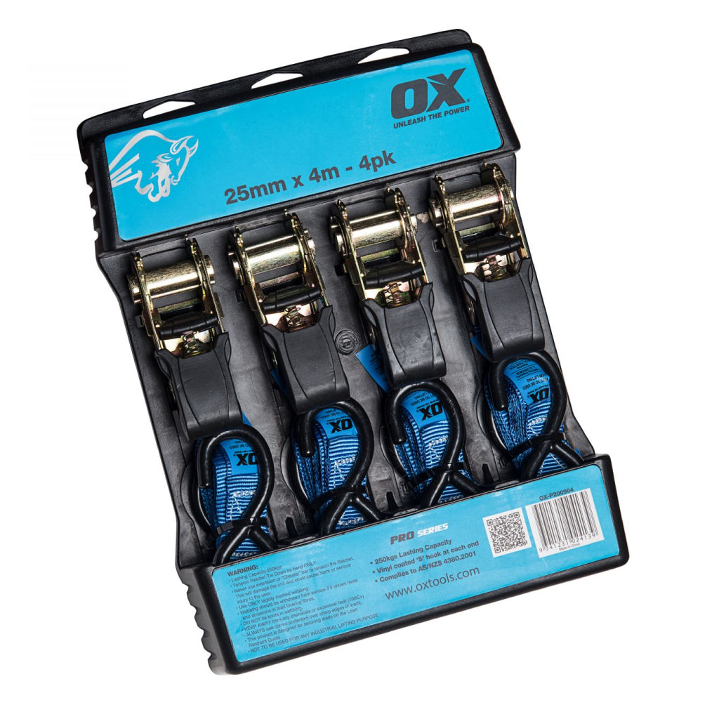 Tie Down Ratcheting 25mm Wide 250kg Capacity