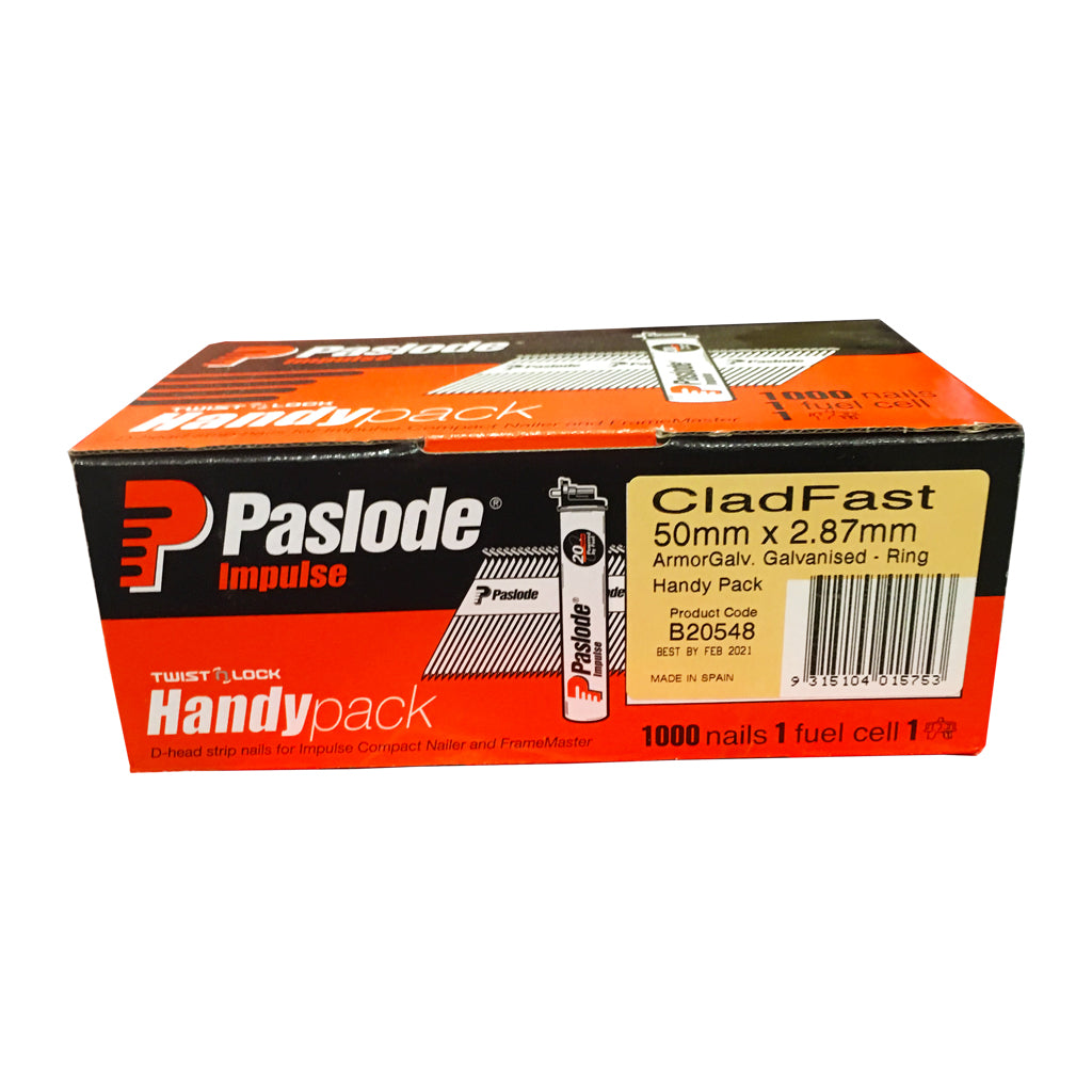 Framing Nail Ring Armour Galv Impulse Cladfast Handy Pack Box Of 1,000 With 1 Fuel Cell
