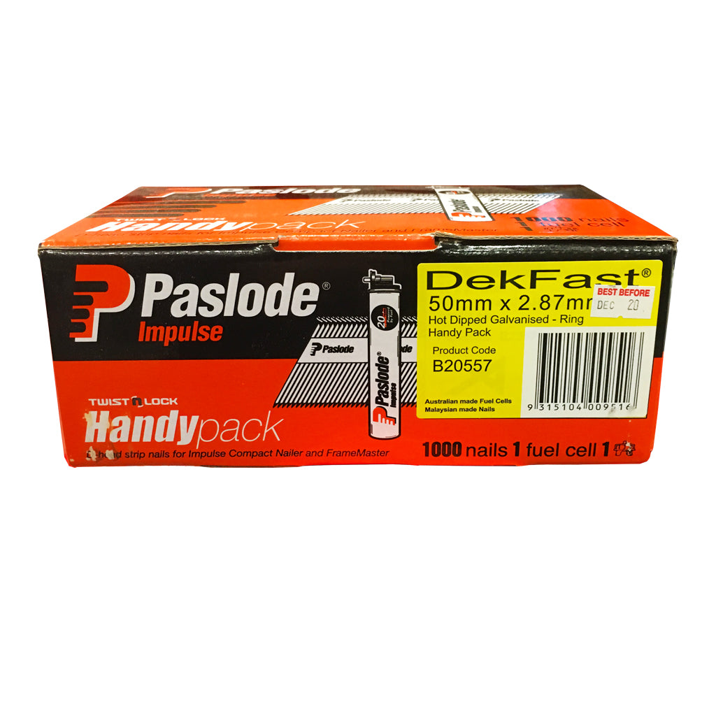 Framing Nail Ring Diamond Point Mechanical Galv Impulse Deckfast Handy Pack Box Of 1,000 With 1 Fuel Cell