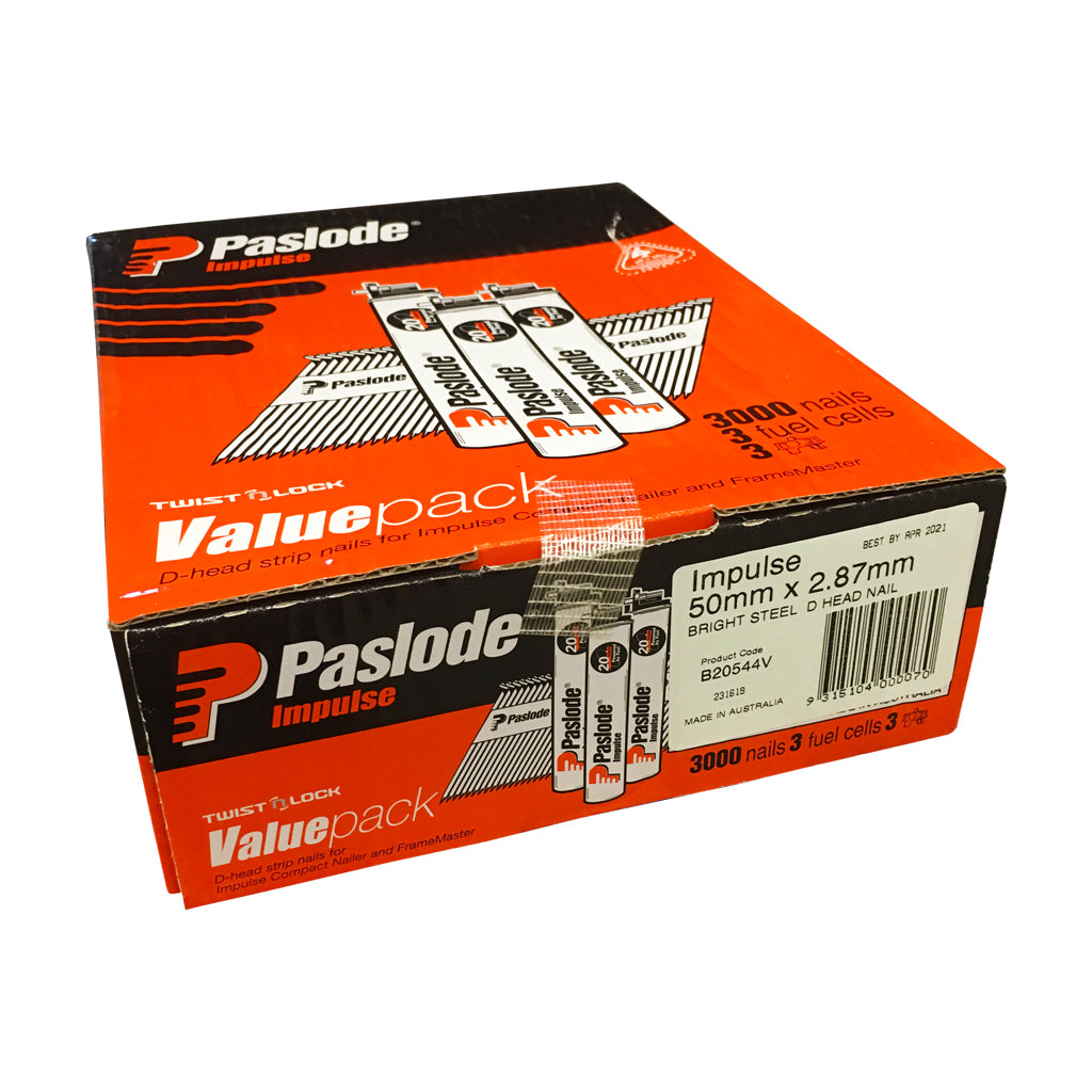 FRAMING NAIL SMOOTH D-HEAD DIAMOND POINT BRIGHT IMPULSE VALUE PACK BOX OF 3,000 WITH 3 FUEL CELLS