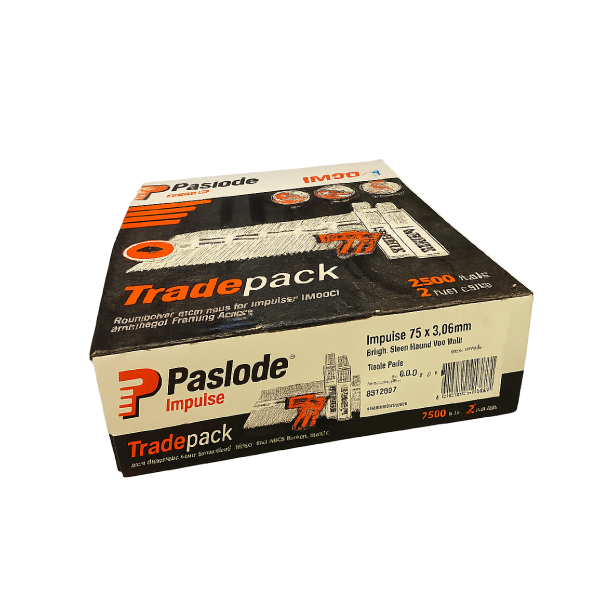 Framing Nail Smooth 75x3.06mm D-Head Diamond Point Bright Impulse Value Pack Box Of 3,000 With 3 Fuel Cells