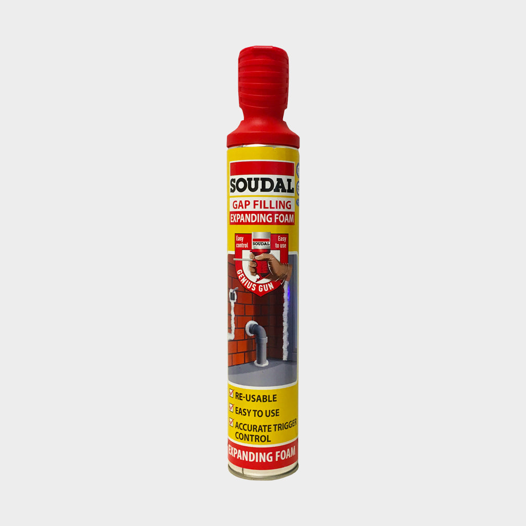Soudal Expanding Foam Gap Filling 750ml Can Champagne Genius Gun