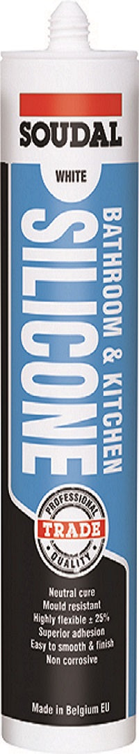 SOUDAL BATHROOM & KITCHEN SILICONE SEALANT WHITE 300ML