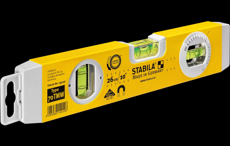 Torpedo Level Lightweight 3 Vial Rotatable Angle 270mm Magnetic Type 70 Tmw