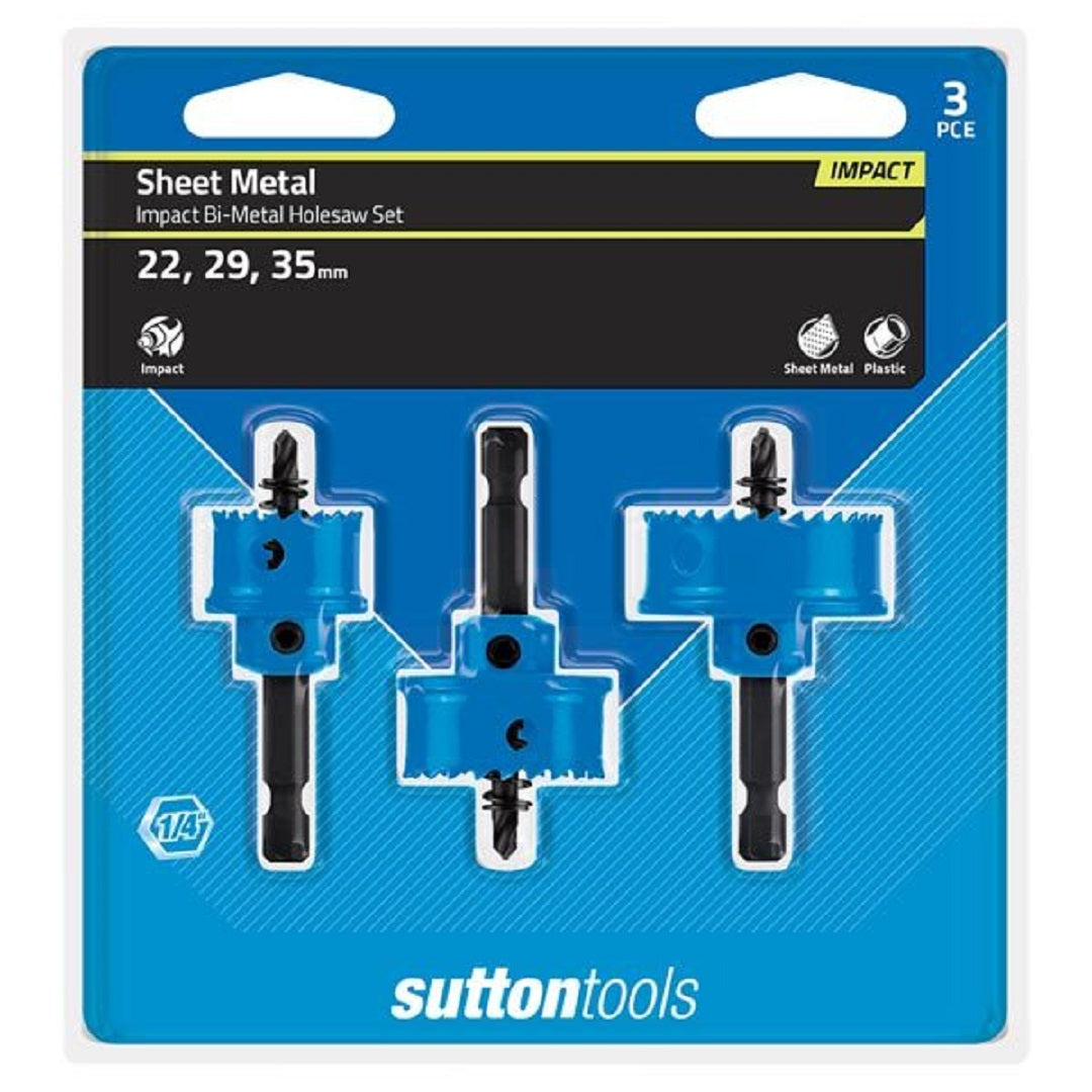 Sutton Holesaw Bi-Metal Impact 3 Pce Set 22-35mm