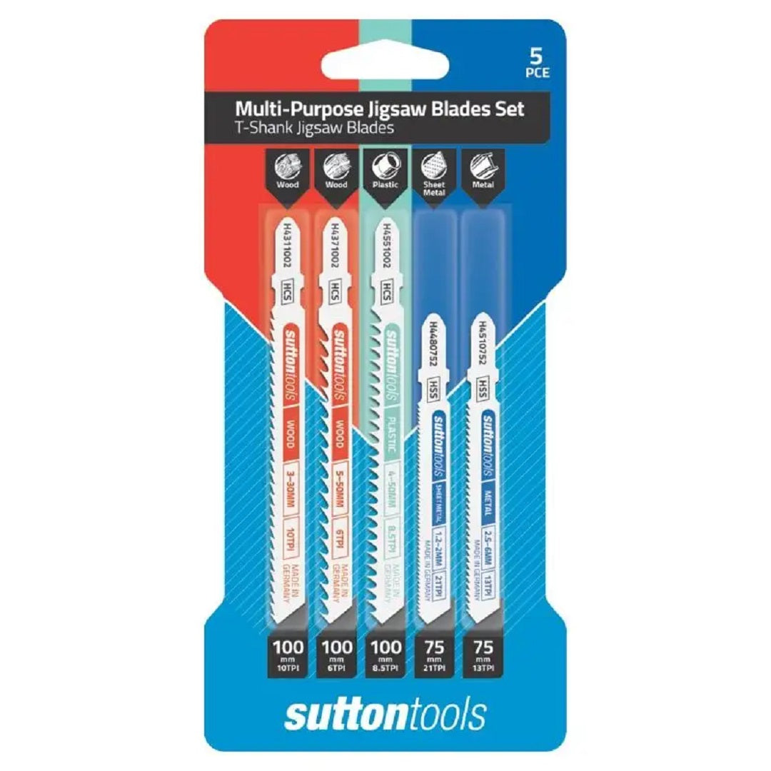 SUTTON JIGSAW BLADE EURO SHANK WOOD, PLASTIC & METAL 5 PCE SET