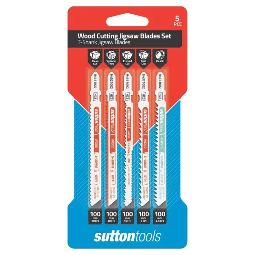 SUTTON JIGSAW BLADE EURO SHANK WOOD & PLASTIC 5 PCE SET
