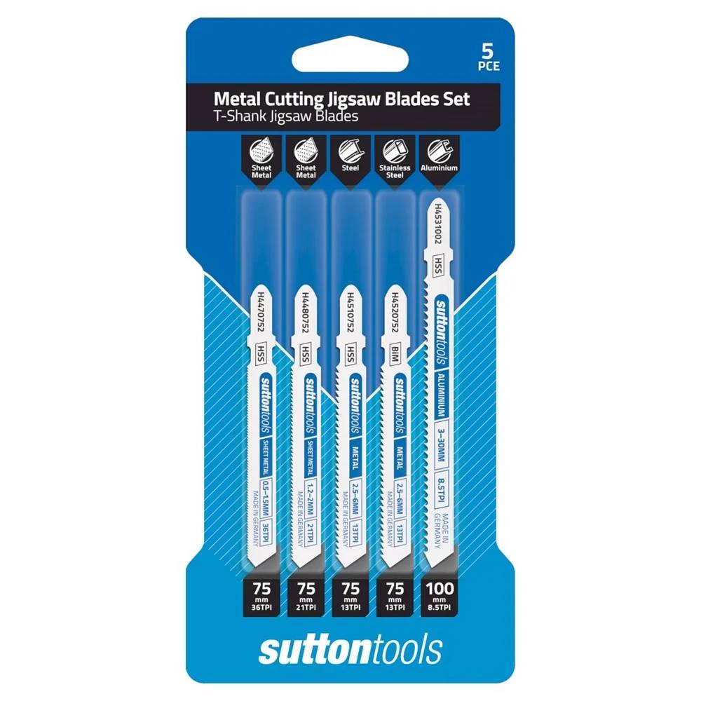 Sutton Metal Cutting T-Shank Jigsaw Blade Set - 5 Piece